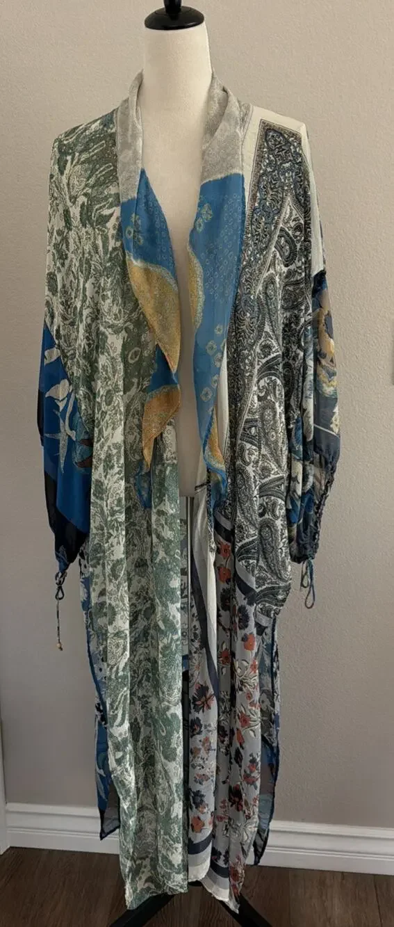 Intimately Free People Lenora Kimono One Size Floral Patchwork Flowy Boho READ